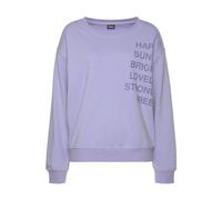 Sweatshirt BUFFALO, Damen, Gr. 44/46, lila (lavendel), angeraute Sweatware, Obermaterial: 60% Baumwolle, 40% Polyester, unifarben, casual, bequem lang, Rundhals, Langarm Rippbündchen, Sweatshirts, mit