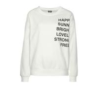 Sweatshirt BUFFALO, Damen, Gr. 44/46, weiß, angeraute Sweatware, Obermaterial: 60% Baumwolle, 40% Polyester, unifarben, bequem lang, Rundhals, Rippbündchen, Sweatshirts Sweatshirt, mit Statement Druck