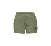 Sweatshorts BUFFALO, Damen, Gr. 32/34, N-Gr, grün (moosgrün), angeraute Sweatware, Obermaterial: 60% Baumwolle, 40% Polyester, casual, bequem kurz, Hosen, mit Statement Druck, Loungewear (46140057-32)