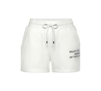 Sweatshorts BUFFALO, Damen, Gr. 36/38, N-Gr, weiß, angeraute Sweatware, Obermaterial: 60% Baumwolle, 40% Polyester, unifarben, bequem kurz, Hosen, mit Statement Druck, Loungewear (72514509-36) weiß