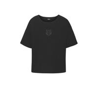 T-Shirt BUFFALO, Damen, Gr. 40/42, schwarz, Obermaterial: 100% Baumwolle, unifarben, bestickt, modisch, bequem hüftlang, Rundhals, Kurzarm, Shirts, mit toller Stickerei (30978541-40) schwarz