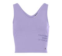 Tanktop BUFFALO, Damen, Gr. 36/38, lila (lavendel), Single Jersey, Obermaterial: 95% Baumwolle, 5% Elasthan, unifarben, casual, bequem kurz, V-Ausschnitt, ohne Ärmel, Tops, mit Statement Druck (582287