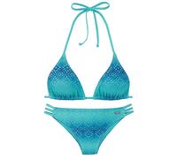 Triangel-Bikini BUFFALO, Damen, Gr. 36, Cup C/D, blau (blau, türkis), Polyester, Recycling-Polyamid, Farbverlauf, Bikini-Sets Triangel-Bikini, mit Farbverlauf (45068930-36) blau, türkis