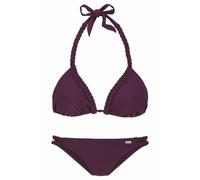 Triangel-Bikini BUFFALO Gr. 34, Cup C/D, rot (bordeau) Damen Bikini-Sets Ocean Blue mit geflochtenen Details (397811-34) bordeau