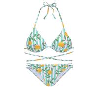 BUFFALO Triangel-Bikini Damen mint-orange bedruckt Gr.38 Cup A/B