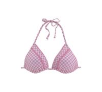 Triangel-Bikini-Top BUFFALO "Karo", Damen, Gr. 40, Cup C/D, rosa (rosa, kariert), Polyamid, kariert, Bikini-Oberteile, mit Zierborte (88058153-40) rosa, kariert
