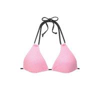Triangel-Bikini-Top BUFFALO "Florida", Damen, Gr. 40, Cup C/D, rosa (rosa, schwarz), Polyamid, gepunktet, kariert, kontrastfarbene Details, Bikini-Oberteile, mit kleinen Karos und Punkten, mit Doppelt
