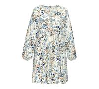 Tunikakleid BUFFALO, Damen, Gr. 34, N-Gr, blau (creme, blau bedruckt), Web, Obermaterial: 100% Viskose, bedruckt, geblümt, modisch, figurumspielend, V-Ausschnitt, Langarm mit Gummizug, Kleider (660110