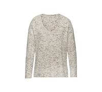 V-Ausschnitt-Pullover BUFFALO, Damen, Gr. 36/38, braun, creme, Strick, Obermaterial: 100% Polyester, meliert, figurumspielend hüftlang, tiefer V-Ausschnitt, Strickbündchen, Pullover, aus weichem Cheni