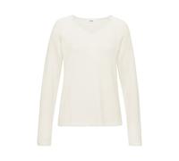 V-Ausschnitt-Pullover BUFFALO, Damen, Gr. 32/34, beige (creme), Strick, Obermaterial: 58% Polyacryl, 42% Polyamid, unifarben, modisch, figurumspielend hüftbedeckend, V-Ausschnitt, Langarm Rippstrickbü