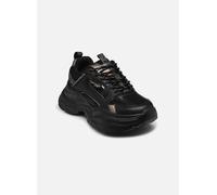 Plateausneaker BUFFALO "Yuno one", Damen, Gr. 37, schwarz, graumetallic, Lederimitat, Textil, metallic, Schuhe Plateausneaker, Halbschuh, Schnürschuh, Retro-Sneaker mit Memory Foam Innensohle (4564445