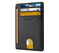 Buffway Schlanke, minimalistische Vordertasche, RFID-blockierende Ledergeldbörsen für Damen und Herren, Cross Black, Small, Minimalistisch
