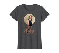 Buffy The Vampire Slayer Buffy-Foto mit Mond T-Shirt, Damen, Anthrazit Meliert, M