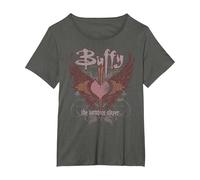 Buffy The Vampire Slayer Gothic Winged Heart Y2K TV Show T-Shirt, Damen Große Größen, Anthrazit, 5X
