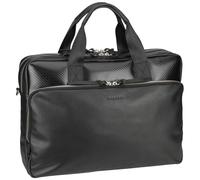 bugatti Comet, große Aktentasche aus echtem Leder mit Carbonoptik, 15" Laptopfach, Businesstasche, schwarz
