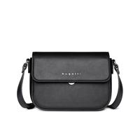 bugatti Almata Damen Schultertasche S, Umhängetasche klein, Clutch aus Kunstleder, schwarz