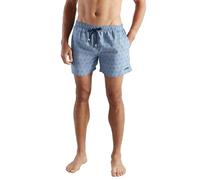 Badeshorts BUGATTI, Herren, Gr. 8, N-Gr, blau (blau, mittel, streifen), Popeline, Obermaterial: 100% Polyester, Badehosen Badeshorts, mit Logodruck, gestreift, mit Kordelzug, bequem (93450927-8) blau,