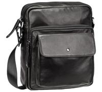 Bugatti Umhängetasche Black Magic Leder 22 cm Schwarz mit Vortasche Herren