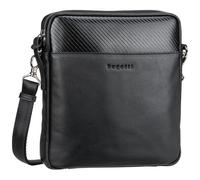 bugatti Comet - große Leder-Schultertasche in Carbonoptik, Umhängetasche für Damen und Herren, schwarz