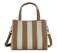 bugatti Cleo kleine Tote Bag für Damen, Handtasche aus gestreiftem Kunstleder in cognac/beige