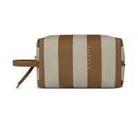 bugatti Cleo Kosmetiktasche, kleines Täschchen aus gestreiftem Kunstleder in Cognac/beige