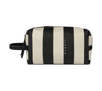 bugatti Cleo Kosmetiktasche, kleines Täschchen aus gestreiftem Kunstleder in schwarz/beige