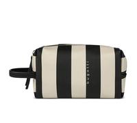 bugatti Cleo Kosmetiktasche, kleines Täschchen aus gestreiftem Kunstleder in schwarz/beige
