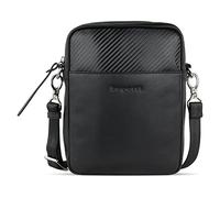 bugatti Comet, kleine Schultertasche aus Leder, Umhängetasche in Carbonoptik, Damen und Herren, schwarz