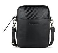 bugatti Comet, kleine Schultertasche aus Leder, Umhängetasche in Carbonoptik, Damen und Herren, schwarz