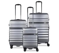 bugatti Corium 3er-Hartschalen Kofferset (S,M,L) 4 Rollen mit TSA-Zahlenschloss, Silber