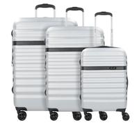 bugatti Corium 3er-Hartschalen Kofferset (S,M,L) 4 Rollen mit TSA-Zahlenschloss, Silber