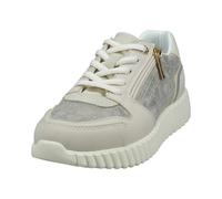 bugatti Damen Beige Metallische Sneakers mit Reißverschluss-Akzent, Schnürdesign und leichten gestreiften Rillen-Eva-Sohlen, beige/Metallics, 42 EU