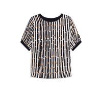 Kurzarmbluse BUGATTI, Damen, Gr. 46, bunt (390, marine), Sweatware, 100% Viskose, bedruckt, normal, Rundhals, Blusen, mit grafischem Print aus 100% Viskose (26267462-46) 390, marine