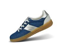 bugatti Damen-Denim-Sneaker mit silbernen Akzenten, personalisiertem Logo und gestreiften Gummisohlen für zusätzlichen Komfort und Halt., dunkelblau/Gold, 36 EU