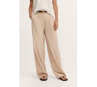 Stoffhose BUGATTI "Stretch", Damen, Gr. 34, Normalgrößen, beige (50, beige), 73% Polyester, 24% Viskose, 3% Elasthan, gestreift, gerade, Hosen Stoffhose, gestreift mit geradem Beinverlauf (36795317-34