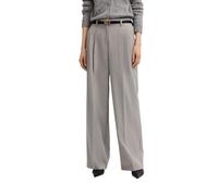 Stoffhose BUGATTI "Elegante Silhouette", Damen, Gr. 38, Normalgrößen, grau (270, dunkelgrau), 65% Polyester, 32% Viskose, 3% Elasthan, unifarben, normal, Hosen Stoffhose, mit doppelter Bundfalte & nor