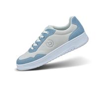 bugatti Damen-Freizeitsneaker mit Denim-Einsätzen, Logo-Prägung, hitzebeständigen Gummisohlen und modernem, stilvollem Design, hellblau/Offwhite, 36 EU