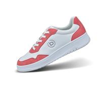 bugatti Damen-Freizeitsneaker mit hellroten Einsätzen, Logo-Prägung, herausnehmbaren Innensohlen und Smarter Schnürung für überragenden Komfort, hellrot/weiß, 38 EU