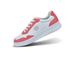 bugatti Damen-Freizeitsneaker mit hellroten Einsätzen, Logo-Prägung, herausnehmbaren Innensohlen und Smarter Schnürung für überragenden Komfort, hellrot/weiß, 36 EU