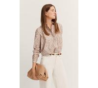 Hemdbluse BUGATTI, Damen, Gr. 48, beige (50, beige), 100% Baumwolle, geblümt, normal, ohne Ausschnitt, 1-Knopf-Manschette, Blusen, aus Baumwolle (32031756-48) 50, beige