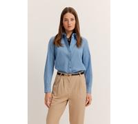 Hemdbluse BUGATTI, Damen, Gr. 42, 320, hellblau, 98% Baumwolle, 2% Elasthan, unifarben, casual, normal, ohne Ausschnitt, Langarm 1-Knopf-Manschette, Blusen, aus elastischer Baumwolle (18601400-42) 320