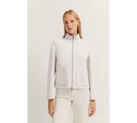 Wolljacke BUGATTI, Damen, Gr. 38, beige (20, ecru), 50% Polyester, 50% Wolle, unifarben, regular fit, normaler Saum, Jacken, mit Stehkragen & Reißverschluss (54542224-38) 20, ecru