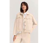 Jeansjacke BUGATTI "Loose Fit", Damen, Gr. 42, 50, beige, 100% Baumwolle, unifarben, loose fit, Jacken Jeansjacke, aus Baumwolle mit Hemdkragen (54871157-42) 50, beige