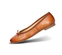 bugatti Damen Leder Slipper mit Schleifendetail, Pflegeimprägnierung, Flexibler Passform und leichtem Design, Cognac, 36 EU
