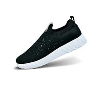 bugatti Damen-Slip-On-Mesh-Hausschuh mit Strass-Akzenten, federleichter Silhouette, EVA-Sohlen und herausnehmbaren Fußbetten schwarz/metallics 38 EU