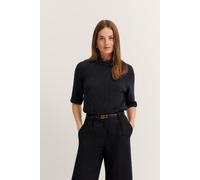 Rundhalspullover BUGATTI, Damen, Gr. L, schwarz (290, schwarz), 59% Baumwolle, 41% Leinen, unifarben, normal, Rundhals, Rippbündchen, Pullover, aus Baumwoll-Leinen-Mischung (11655041-L) 290, schwarz