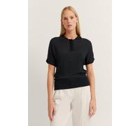 Rundhalspullover BUGATTI, Damen, Gr. XL, 290, schwarz, 50% Viskose, 50% Polyacryl, unifarben, casual, normal, Kurzarm Rippbündchen, Pullover, mit kurzen Ärmeln (83395512-XL) 290, schwarz