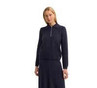 Troyer BUGATTI "Kaschmir-Mix, weich & edel", Damen, Gr. L, 390, marine, 40% Wolle, 30% Viskose, 20% Polyamid, 10% Kaschmir, unifarben, normal, Bündchen, Pullover Troyer, mit Polokragen und kurzem Reiß