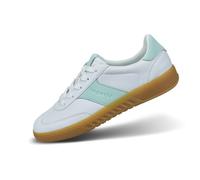 bugatti Damen-Weiße Sneakers mit hellgrünen Akzenten, gerillten Gummisohlen und bequemem Halt für einen modernen, minimalistischen Look weiß/hellgrün 39 EU
