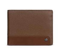 bugatti Due kleine Geldbörse aus Leder mit RFID-Schutz, Herren-Portemonnaie mit Klappe klein, Cognac